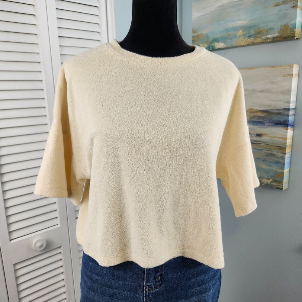 Summerful small relaxed fit Cream French Terry Knit Crop Top